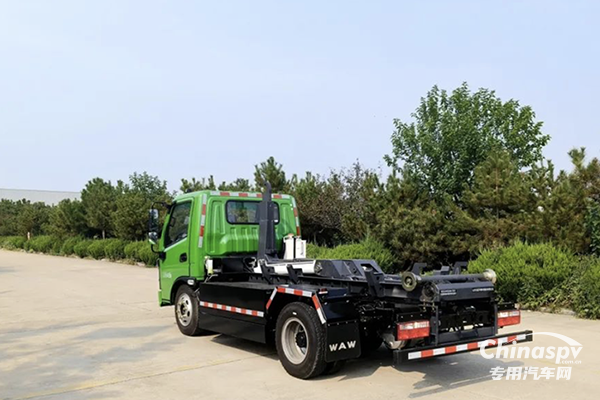 五征純電動車廂可卸式垃圾車，可一車多箱，垃圾收集站轉運配套