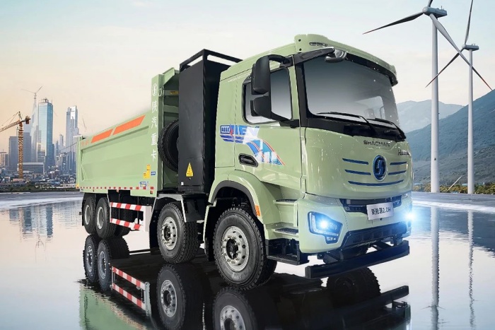 陜汽重卡新能源H6000E 8×4換電自卸車，高效出勤，省錢利器！