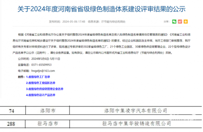 新增兩家！中集車輛旗下凌宇汽車、駐馬店華駿鑄造獲評(píng)省級(jí)“綠色工廠”